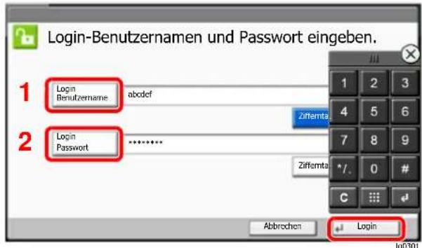Triumph-Adler 7006ci - Login-Benutzernamen und Passwort eingeben. - 1