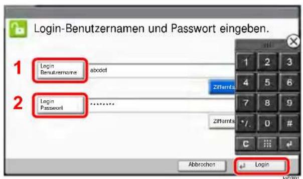 Triumph-Adler 6006ci - Login-Benutzernamen und Passwort eingeben. - 1