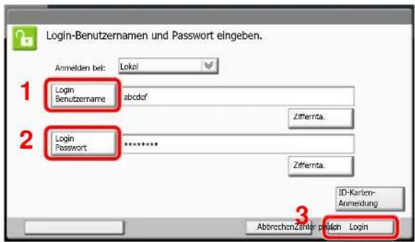 Triumph-Adler 5505ci - Login-Benutzernamen und Passwort eingeben. - 1