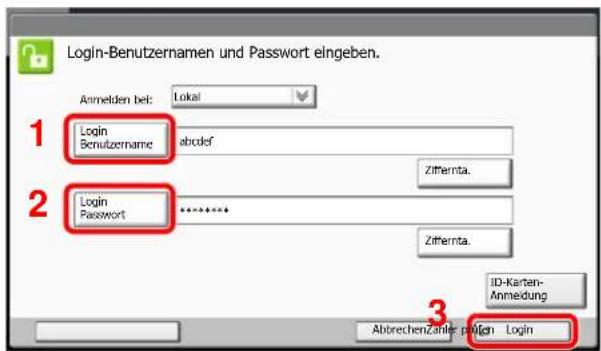 Triumph-Adler 4555i - Login-Benutzernamen und Passwort eingeben. - 1