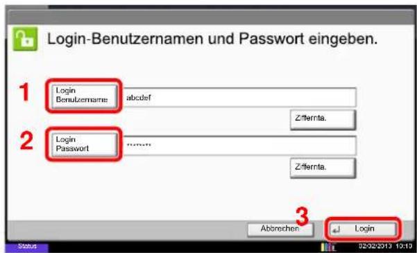 Triumph-Adler 400ci - Login-Benutzernamen und Passwort eingeben. - 1