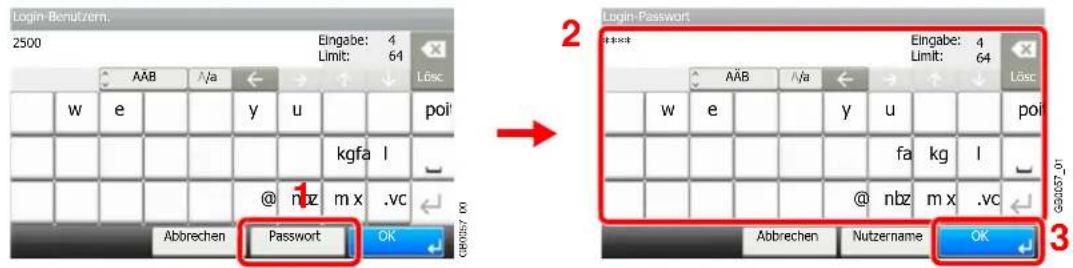 Triumph-Adler 306i - Login-Passwort eingeben. - 1