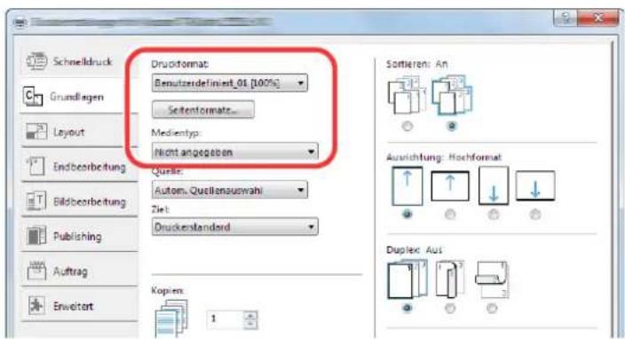 Triumph-Adler 3061i - Das Papierformat und den nicht hinterlegten Medientyp angeben. - 2