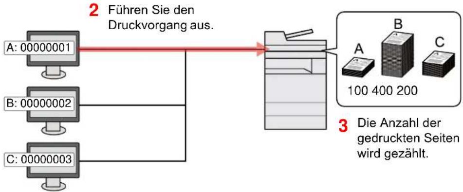 Triumph-Adler 3061i - Verwaltung der gedruckten Seiten bei Druckaufträgen vom PC - 1