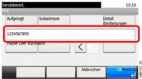 Triumph-Adler 256ci - Geben Sie die Nummer das Faxziels ein. - 1
