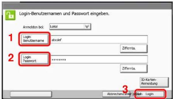 Triumph-Adler 2500ci - Login-Benutzernamen und Passwort eingeben. - 1