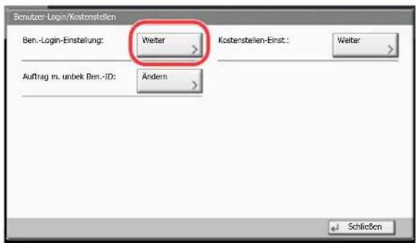 Triumph-Adler 2500ci - Tippen Sie auf [Weiter] in „Benutzer-Login-Einstellung“. - 1