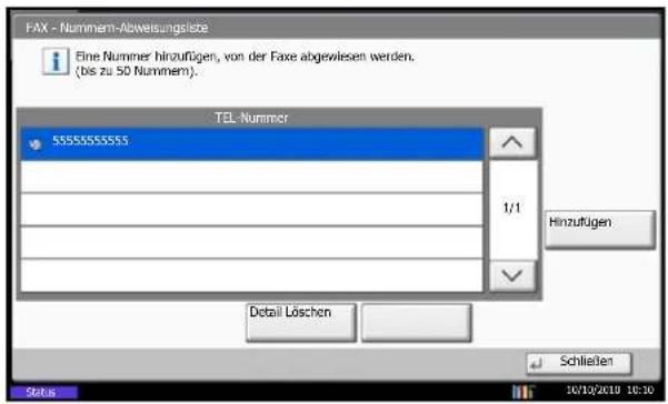 Utax CD 1455 - Abzuweisende Faxnummern ändern und löschen - 1