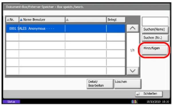 Utax CD 1445 - So wird die Fax-Box angelegt - 1