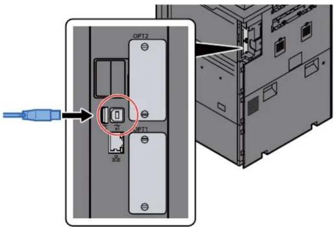 Utax 7056i - Kabel mit dem Gerät verbinden. - 2