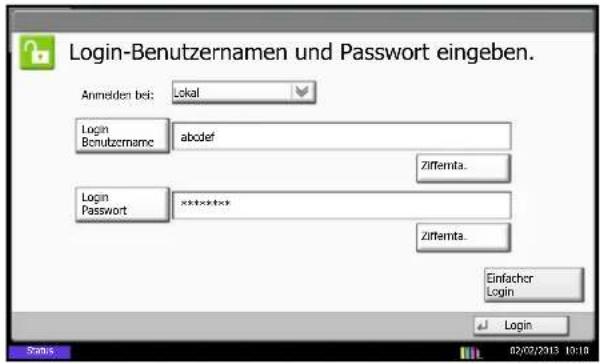 Utax 5505ci - Anmelden bei aktivierter Benutzerverwaltung - 1