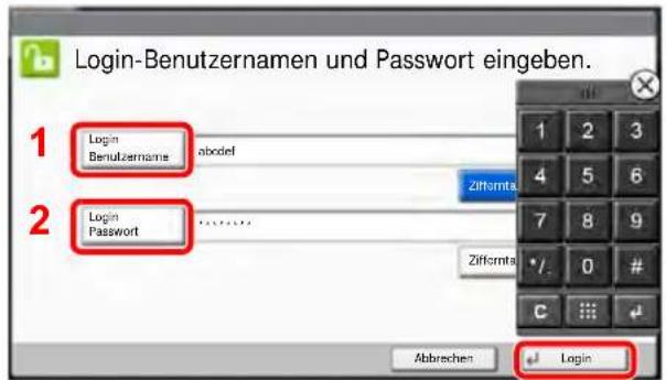 Utax 4056i - Login-Benutzernamen und Passwort eingeben. - 1