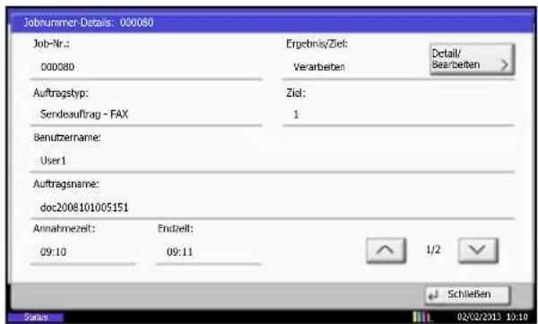 Utax 4505ci - Details im Auftragsjournal anzeigen - 1