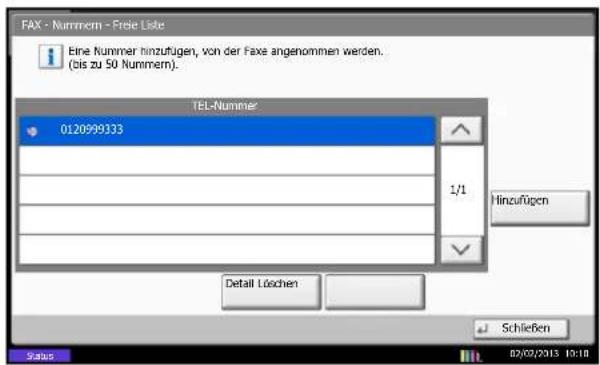 Utax 4505ci - Zulässige Faxnummern ändern und löschen - 1