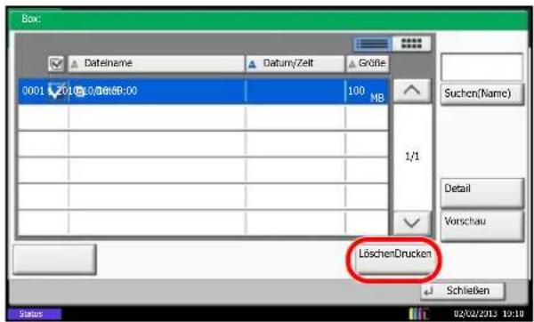 Utax 4505ci - Faxdokumente aus der FAX-Box löschen - 1