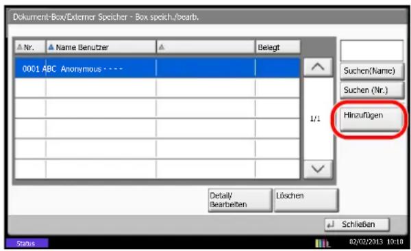 Utax 3505ci - Anlegen einer FAX-Box - 1