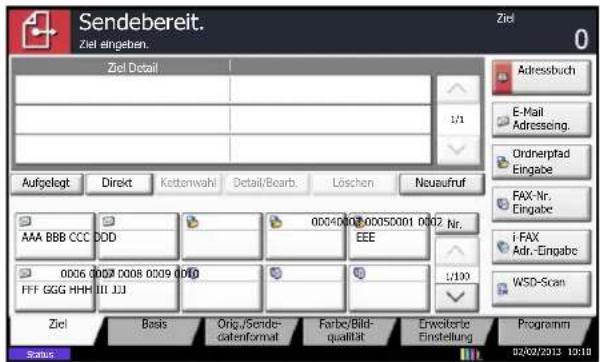 Utax 3505ci - Umschalten auf die Sendeanzeige - 1