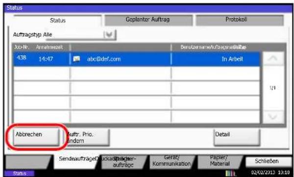 Utax 3505ci - Sendestatus prüfen - 2