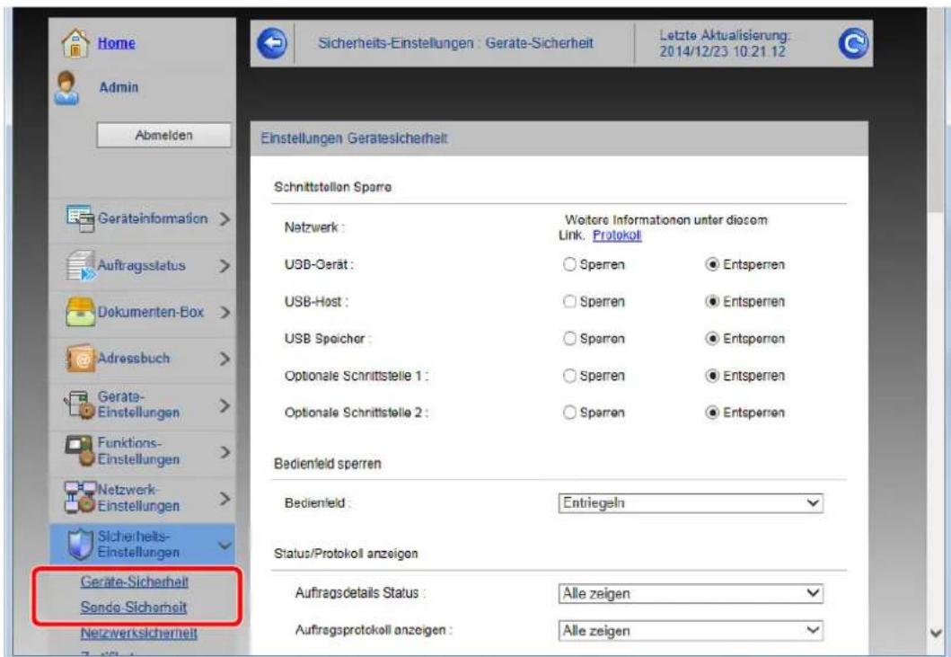 Utax 3061i - Sicherheitseinstellungen vornehmen. - 1