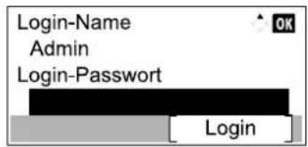 Utax 1856 - Das Login-Passwort eingeben. - 1