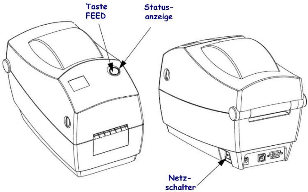 Taste FEED Status-anzeige Netz-schalter
