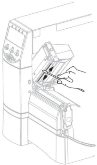ZEBRA RZ600 - Führen Sie folgende Schritte durch, um den Druckkopf und die Auflagewalze zu reinigen: - 1