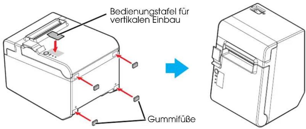 Bedienungstafel für vertikalen Einbau Gummifüße