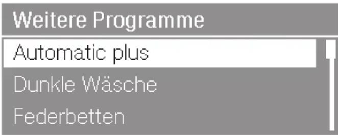 MIELE WMR 561 WPS - Bewegen und Auswählen in einer Einzelwert-Auswahlliste - 1