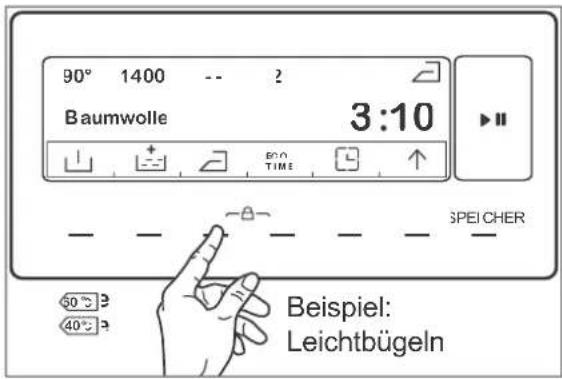 Hanseatic HWM 814 A3D - Vorwäsche, Spülgänge und Leichtbügeln ein-/ausschalten - 1