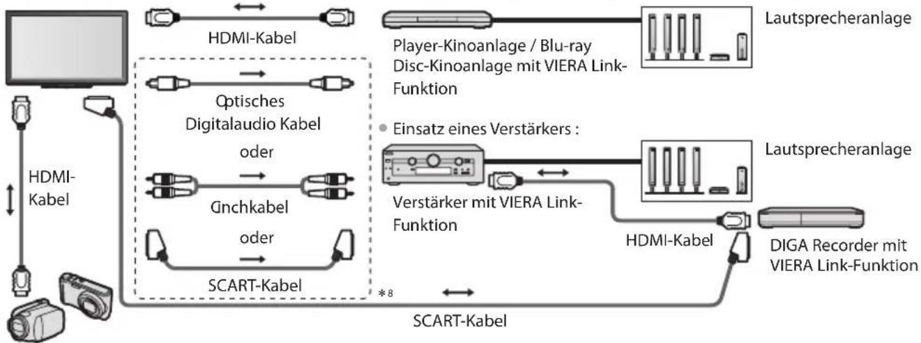 PANASONIC Viera TX-P65VT30J - Übersicht über die Q-Link- und VIERA Link-Funktionen - 5