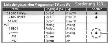 PANASONIC Viera TX-P65VT30J - Sperren von Programmplätzen [Kindersicherung] - 5
