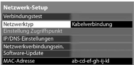 PANASONIC Viera TX-P55VT30J - Wählen Sie [Netzwerktyp] und stellen Sie auf [Kabelverbindung] ein - 1
