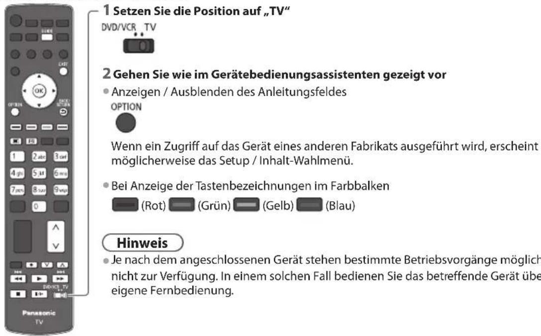 PANASONIC Viera TX-P55VT30J - Bedienen Sie das Menü des Zusatzgerätes. - 1