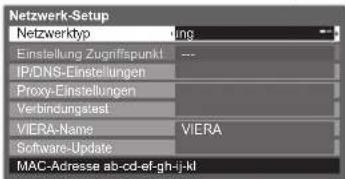PANASONIC Viera TX-P46VT20E - Netzwerkeinstellungen für die LAN-Kabelverbindung - 1