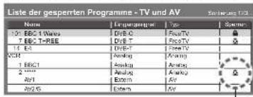 PANASONIC Viera TX-P46VT20E - ③ Wählen Sie den zu sperrenden Kanal / Eingang - 1