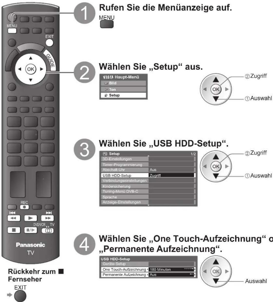 PANASONIC Viera TX-P46VT20E - Aufnahme von Fernsehprogrammen auf die USB-Festplatte - 1