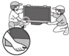 PANASONIC Viera TX-P46VT20E - Dieser Fernseher ist schwer. Das Gerät muss grundsätzlich von mindestens zwei Personen gehandhabt werden. Stützen Sie den Fernseher wie in der Abbildung gezeigt ab, um Verletzungen zu verhindern, die durch ein Umkippen oder Herunterfallen des Gerätes verursacht werden können. - 1