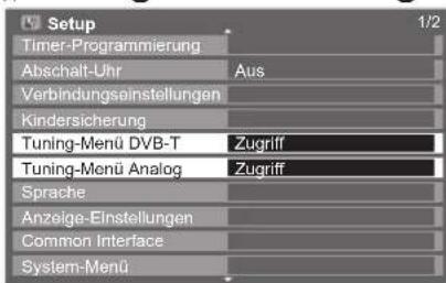PANASONIC Viera TX-P42X25ES - Wählen Sie „Tuning-Menü DVB-T“ oder „Tuning-Menü Analog“. - 1