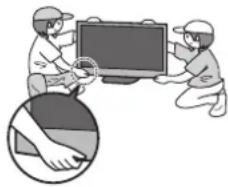 PANASONIC Viera TX-P37X25ES - Dieser Fernseher ist schwer. Das Gerät muss grundsätzlich von mindestens zwei Personen gehandhabt werden. Stützen Sie den Fernseher wie in der Abbildung gezeigt ab, um Verletzungen zu verhindern, die durch ein Umkippen oder Herunterfallen des Gerätes verursacht werden können. - 1