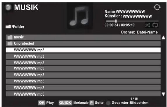 TOSHIBA Regza 42YL875 - Wiedergeben von Musikdateien (auf einem DLNA CERTIFIED™-Server oder einem USB-Gerät) - 1