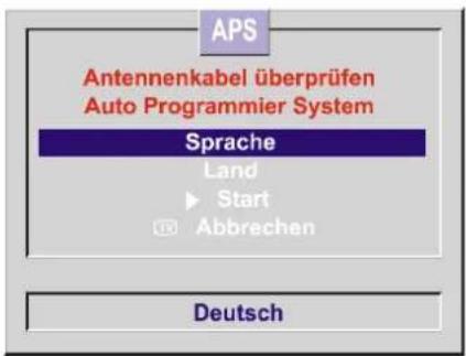 APS Antennenkabel überprüfen Auto Programmier System Sprache Land ► Start ■ Abbrechen Deutsch