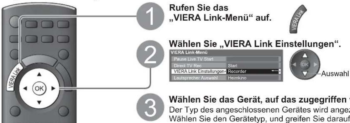 PANASONIC Viera TX-L37GW20 - Menüsteuerung eines angeschlossenen Gerätes über die VIERA-Fernbedienung VIERA Link Einstellungen - 1