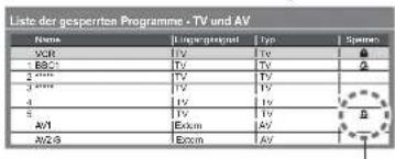 PANASONIC Viera TX-L32X15PS - ③ Wählen Sie den zu sperrenden Kanal / Eingang. - 1
