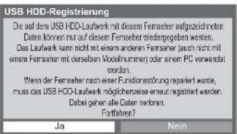 PANASONIC Viera TX-L32GW20 - Vorsichtshinweis zur Aufnahme und Wiedergabe mit USB-Festplatte - 1