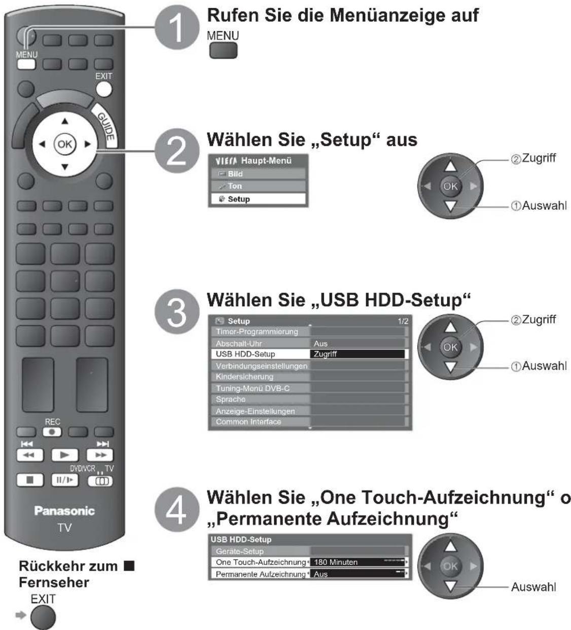 PANASONIC Viera TX-L32GW20 - Aufnahme von Fernsehprogrammen auf die USB-Festplatte - 1