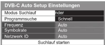 PANASONIC Viera TX-L32ETW5 - Nehmen Sie die gewünschten Einstellungen für die Auto Setup Einrichtung (DVB-C) vor - 1