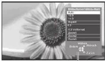 PANASONIC Viera TX-L32ETW5 - Rufen Sie die Bildseitenverhältnis-Wahlliste auf. - 2