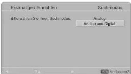 Erstmaliges Einrichten Suchmodus Bitte wählen Sie Ihren Suchmodus: Analog Analog und Digital 20 VerlassenZ