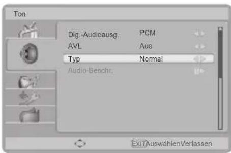 Ton Dig -Audioausg: PCM AVL Aus Typ Normal Audio-Beschr. EXITAuswählenVerlassen