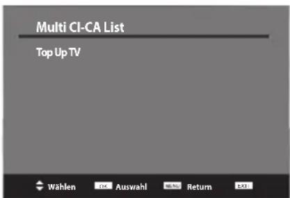 Multi CI-CA List Top Up TV Wählen OK Auswahl No.00 Return EXU